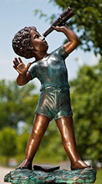 Stargazer Child Sculpture Garden Statue Bronze Telescope Boy